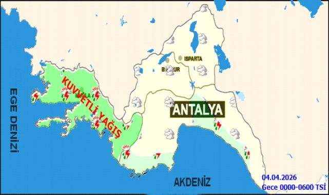 Antalya ve Çevresinde Sağanak Yağışlı Hava: Kuvvetli Yağış Uyarısı