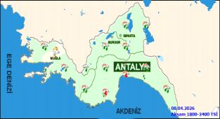 Antalya'da 9 Nisan Perşembe Günü Sağanak Yağış Bekleniyor
