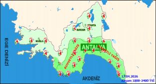 Antalya'da Bugün Kuvvetli Yağış ve Gök Gürültüsü Bekleniyor