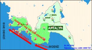 Antalya'da Yarın Kuvvetli Sağanak Yağış Bekleniyor