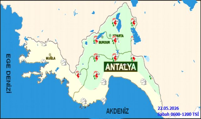 Antalya'da 22 Mayıs Cuma Günü Hava Durumu: Sağanak Yağış ve Gök Gürültüsü Bekleniyor