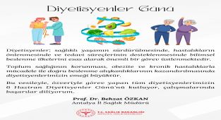 Antalya İl Sağlık Müdürü'nden Diyetisyenler Günü Mesajı