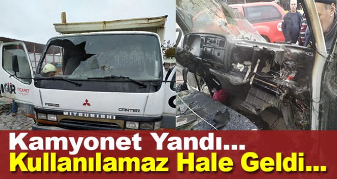 Karaman'da kamyonet yangını