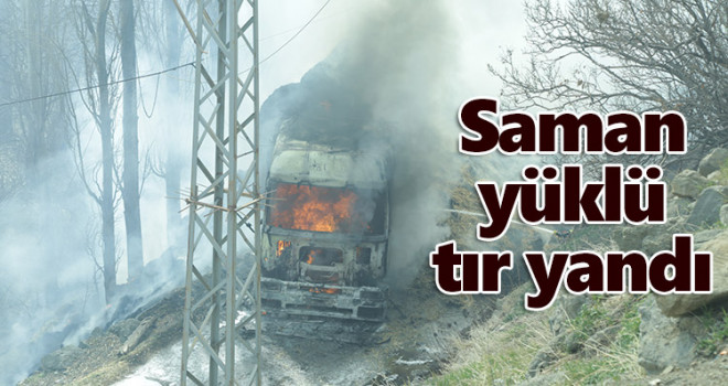 Konya'da saman yüklü tır yandı