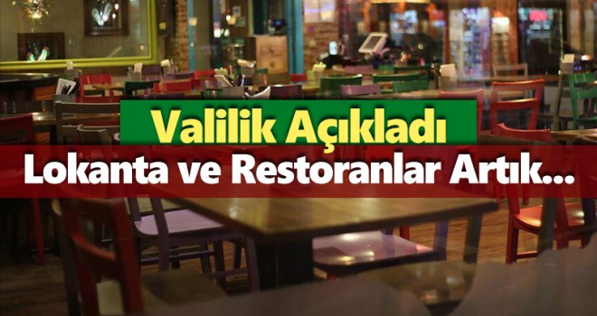 Lokanta ve Restoranlar İçin Yeni Karar Alındı