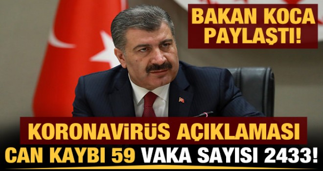 Bakan Koca koronavirüste son rakamı açıkladı!