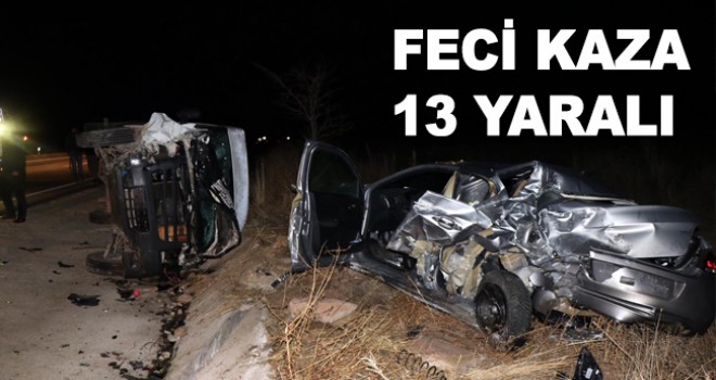 Minibüsle otomobil çarpıştı! 13 Yaralı