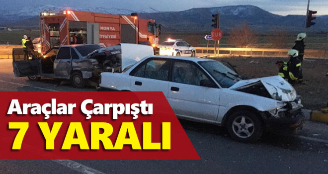 Konya'da iki otomobil çarpıştı: 7 yaralı