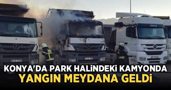 Park halindeki kamyon yandı