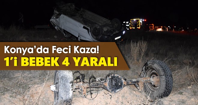 Konya'da minibüsle otomobil çarpıştı: 4 yaralı