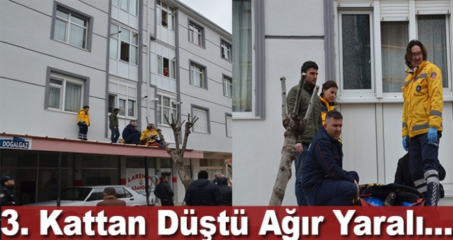 Karaman'da 3. kattan düşen genç ağır yaralandı