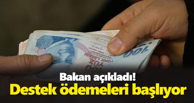 Bakan açıkladı! Destek ödemeleri başlıyor