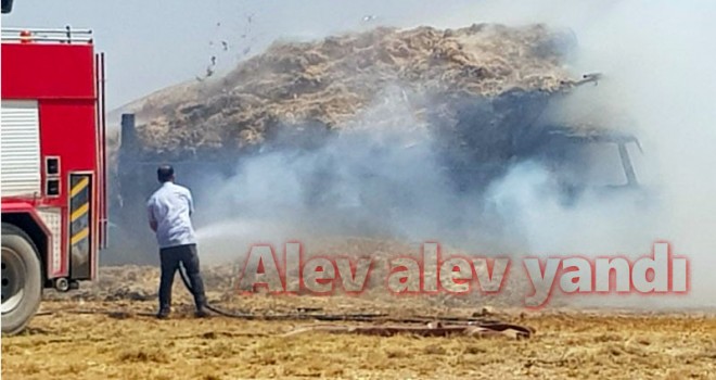 Saman yüklü tır alev alev yandı