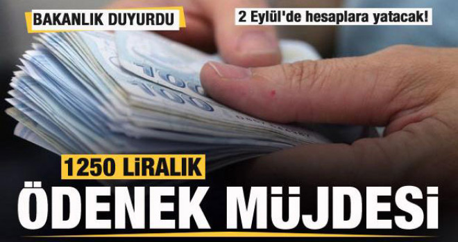 1250 liralık ödenek müjdesi! 2 Eylül'de hesaplara yatacak!