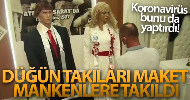 Düğün takıları maket mankenlere takıldı