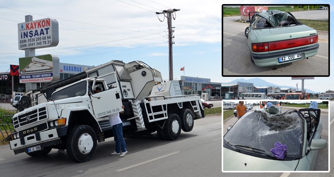 Açılan Vinç Kolu Otomobilin Tavanını Parçaladı