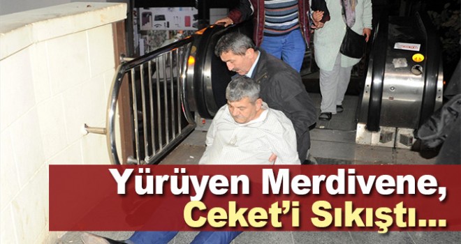 Yürüyen merdivene ceketini kaptıran kişi için seferber oldular