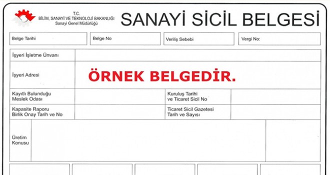 Sanayi sicil belgeleri e-devlet şifresiyle alınabilecek