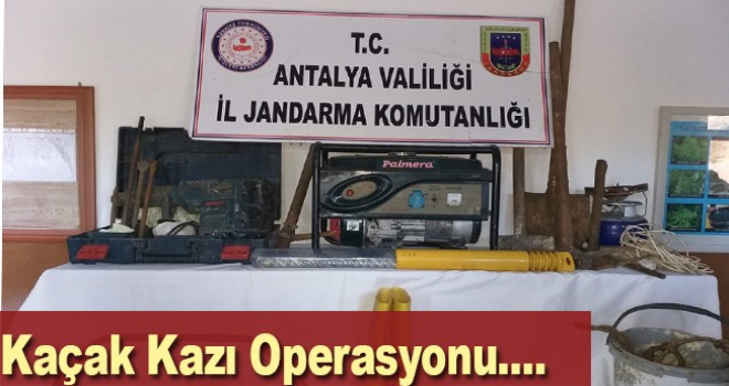 Akseki'de jandarmadan kaçak kazı operasyonu
