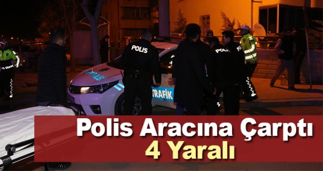Karaman'da otomobille polis aracı çarpıştı: 4 yaralı