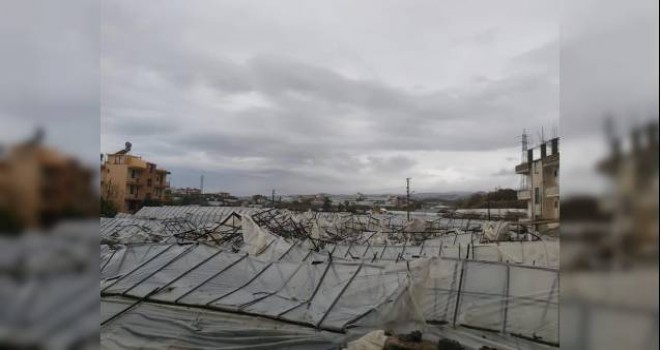 Fırtına seralara zarar verdi