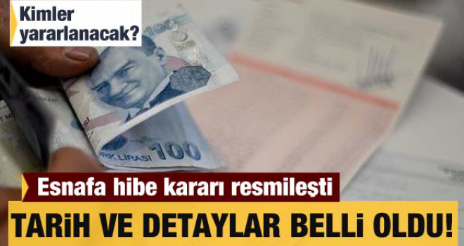 Esnafa hibe desteği kararı Resmi Gazete'de
