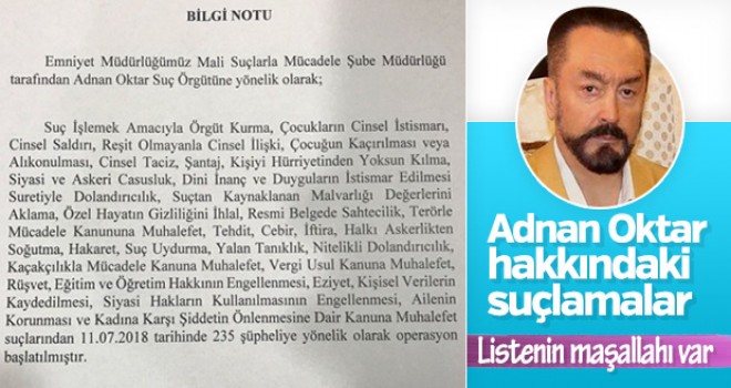 İşte Adnan Oktar Hakkındaki Suçlamalar