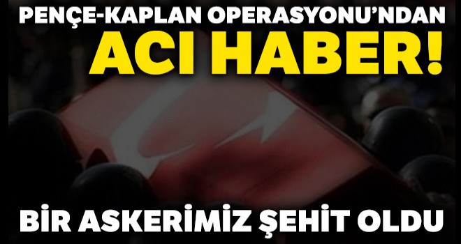 Pençe-Kaplan Operasyonu'nda bir askerimiz şehit oldu