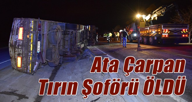 Ata çarparak devrilen tırın sürücüsü öldü