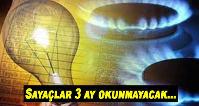 Elektrik ve doğalgaz sayaçları 3 ay okunmayacak.